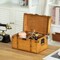 Vintiquewise Farmhouse Antique-Style Wood Treasure Chest with Leather Straps & Front Latch Decorative Storage Trunk for Trinkets Jewelry or Letters Rustic Accent for Home or Office Decor